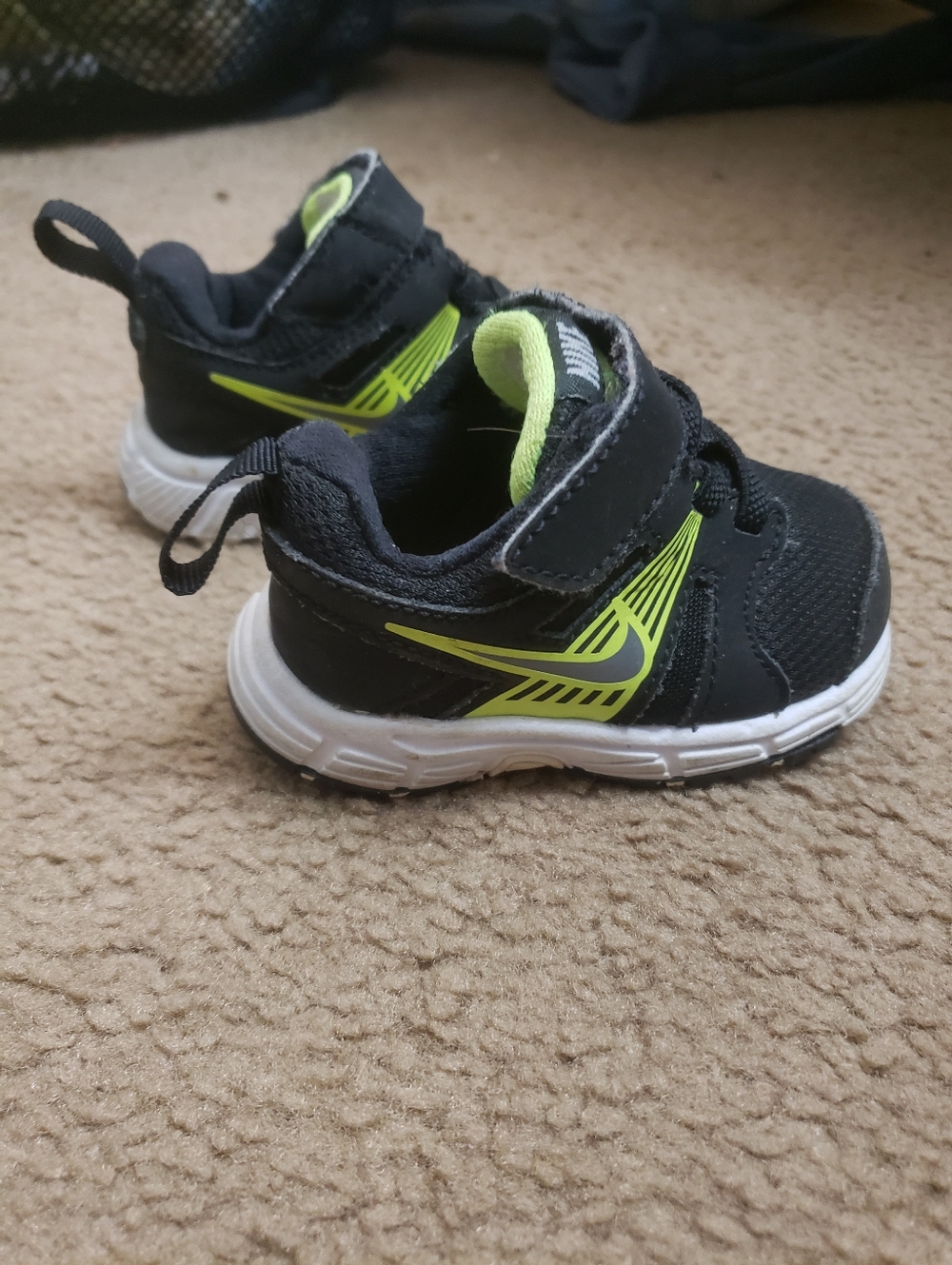Nike Kids Black Sneakers with Neon Green Accents